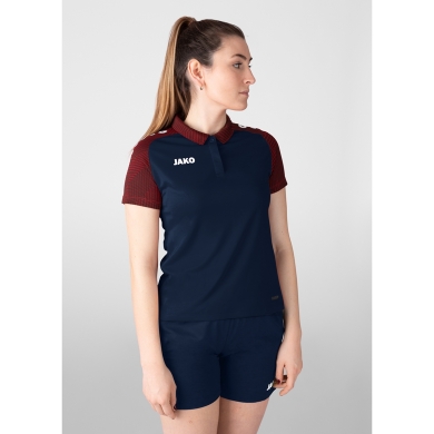 JAKO Sport-Polo Performance (Polyester-Micro-Mesh, atmungsaktiv, schnelltrocknend) marineblau/rot Damen