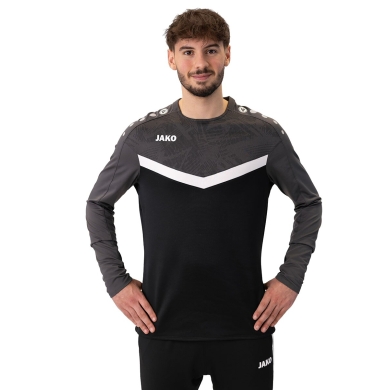 JAKO Sport-Langarmshirt Sweat Iconic (Polyester-Stretch-Fleece) schwarz/anthrazitgrau Herren