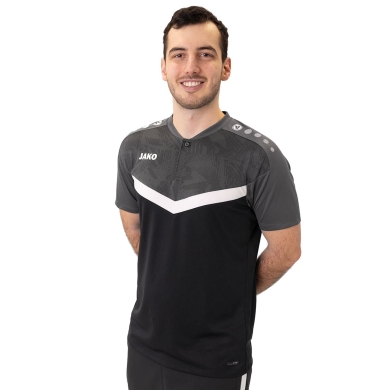 JAKO Sport-Polo Iconic (Polyester-Micro-Mesh) schwarz/anthrazitgrau Herren