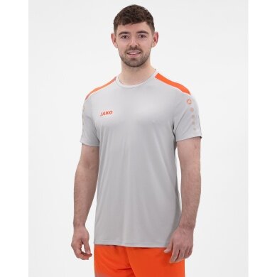 JAKO Sport-Tshirt Trikot Power (Polyester-Interlock, strapazierfähig) hellgrau/orange Herren