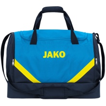 JAKO Sporttasche Iconic mit Bodenfach (Größe S - 30 Liter) blau/marineblau/neongelb - 45x24x37cm