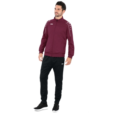 JAKO Trainingsanzug Polyester Classico (Jacke und Hose, 100% Polyester) bordeaux/schwarz Herren