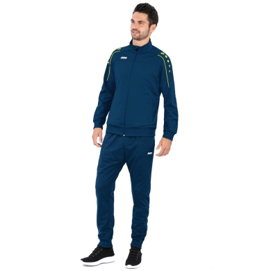 JAKO Trainingsanzug Polyester Classico (Jacke und Hose, 100% Polyester) dunkelblau/gelb Herren