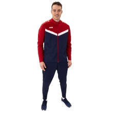 JAKO Trainingsanzug Polyester Iconic (Jacke und Hose, sportiver Schnitt) marineblau/rot Herren