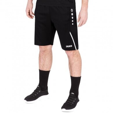 JAKO Trainingshose (Short) Challenge - Double-Stretch-Knit, Seitentaschen mit Reissverschluss - schwarz/weiss Herren