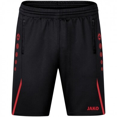 JAKO Trainingshose (Short) Challenge - Double-Stretch-Knit, Seitentaschen mit Reissverschluss - schwarz/rot Jungen