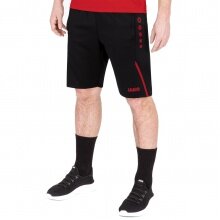 JAKO Trainingshose (Short) Challenge - Double-Stretch-Knit, Seitentaschen mit Reissverschluss - schwarz/rot Herren