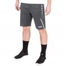 JAKO Trainingshose (Short) Challenge - Double-Stretch-Knit, Seitentaschen mit Reissverschluss - grau/weiss Herren