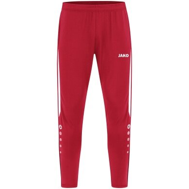 JAKO Trainingshose Power (Stretch-Knit-Polyester, Seitentaschen mit Reißverschluss) lang rot/weiss Herren