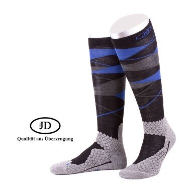 JD Kniestrümpfe All Season ThermoCool Reitstrumpf (Argyle-Muster) grau/blau Herren - 1 Paar