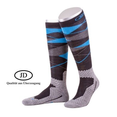 JD Kniestrümpfe All Season ThermoCool Reitstrumpf (Argyle-Muster) grau/royalblau Herren - 1 Paar