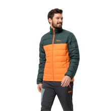 Jack Wolfskin Winter-Daunenjacke Ather Down (winddicht, wasserabweisend, atmungsaktiv) orange/dunkelgrün Herren