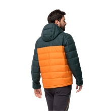 Jack Wolfskin Winter-Daunenjacke Ather Down Hoody (Kapuze, winddicht, wasserabweisend) orange/dunkelgrün Herren