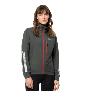 Jack Wolfskin Fahrrad-Regenjacke Morobbia 2.5-Lagen (wasserdicht, winddicht) dunkelgrün Damen