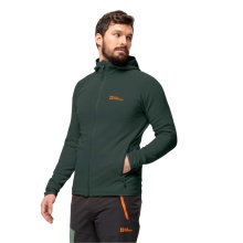 Jack Wolfskin Fleecejacke Baiselberg Hooded Full Zip (Kapuze, elastisch, schnelltrocknend) dunkelolivgrün Herren