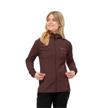 Jack Wolfskin Fleecejacke Baiselberg Hooded Full Zip (Kapuze, elastisch, schnelltrocknend) weinrot Damen