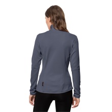 Jack Wolfskin Fleecejacke Peak Grid Fleece (mit Stehkragen, warm, elastisch) grau Damen