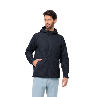 Jack Wolfskin Fleecejacke Tannenspur Hooded (Kapuze, schnelltrocknend, atmungsaktiv) nachtblau Herren