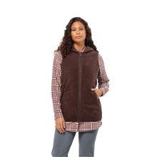 Jack Wolfskin Fleeceweste High Curl Long Vest (Kapuze, warm, atmungsaktiv) braun/berry Damen