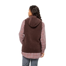 Jack Wolfskin Fleeceweste High Curl Long Vest (Kapuze, warm, atmungsaktiv) braun/berry Damen