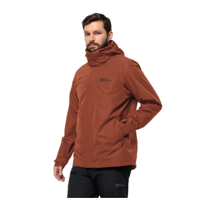 Jack Wolfskin Ganzjahresjacke Luntal 3in1 (wasser- winddicht, mit Fleece-Innenjacke) braun Herren