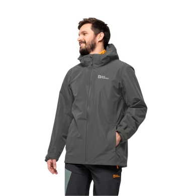 Jack Wolfskin Regenjacke Fernblick 2-Lagen (Wetterschutzjacke, wasserdicht, winddicht) dunkelgrau Herren