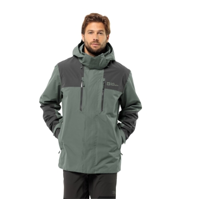 Jack Wolfskin Wanderjacke-/Regenjacke Jasper 2-Lagen (Wetterschutzjacke, wasserdicht, winddicht) hedgegrün Herren