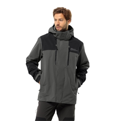 Jack Wolfskin Wanderjacke-/Regenjacke Jasper 2-Lagen (Wetterschutzjacke, wasserdicht, winddicht) dunkelgrau Herren