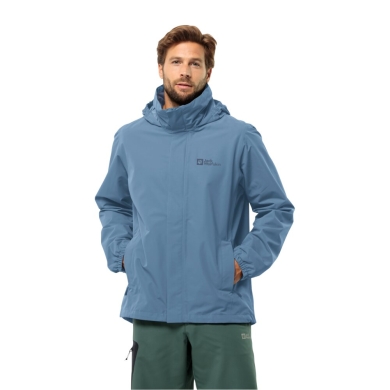 Jack Wolfskin Regenjacke Stormy Point 2-Lagen 2024 (Wetterschutzjacke, wasserdicht, winddicht) hellblau Herren