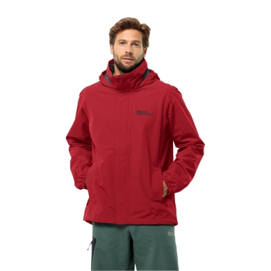 Jack Wolfskin Regenjacke Stormy Point 2-Lagen 2024 (Wetterschutzjacke, wasserdicht, winddicht) weinrot Herren