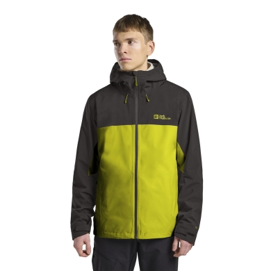 Jack Wolfskin Regenjacke Weiltal 2-Lagen (leicht, wasserdicht, atmungsaktiv) 2025 gelb/dunkelgrau Herren