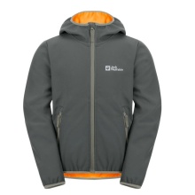 Jack Wolfskin Softshelljacke Fourwinds 2024 (robust, atmungsaktiv) dunkelgrün Kinder