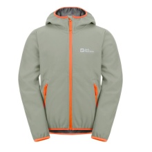 Jack Wolfskin Softshelljacke Fourwinds 2024 (robust, atmungsaktiv) graugrün Kinder