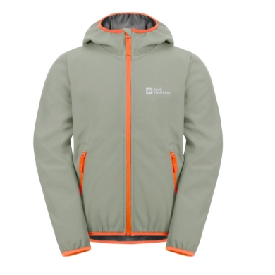 Jack Wolfskin Softshelljacke Fourwinds 2024 (robust, atmungsaktiv) graugrün Kinder