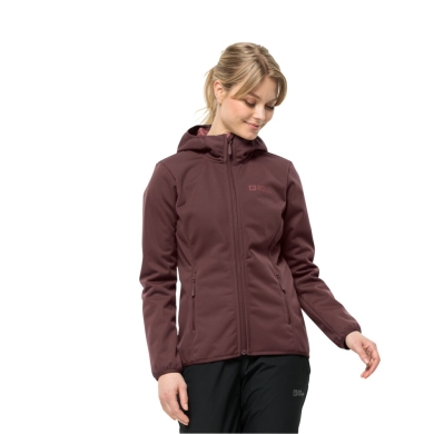 Jack Wolfskin Softshelljacke Windhain Hoody (Kapuze, winddicht, wasserabweisend) weinrot Damen