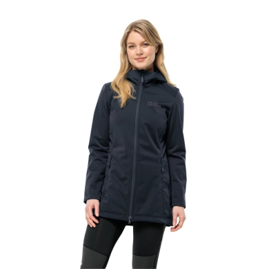 Jack Wolfskin Softshellmantel Windhain Coat (winddicht, wasserabweisend, atmungsaktiv) nachtblau Damen