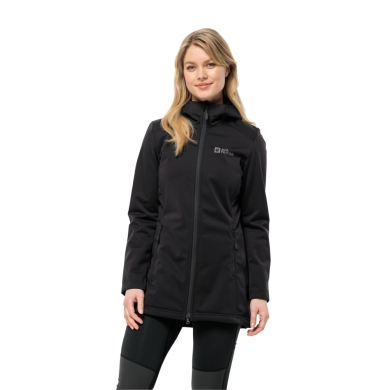 Jack Wolfskin Softshellmantel Windhain Coat (winddicht, wasserabweisend, atmungsaktiv) schwarz Damen