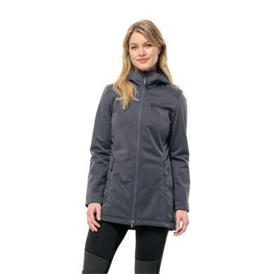 Jack Wolfskin Softshellmantel Windhain Coat (winddicht, wasserabweisend, atmungsaktiv) dunkelgrau Damen