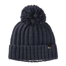 Jack Wolfskin Strickmütze Highloft Knit Beanie mit Bommel - nachtblau Damen