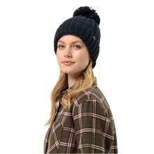 Jack Wolfskin Strickmütze Highloft Knit Beanie mit Bommel - nachtblau Damen