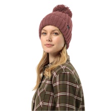 Jack Wolfskin Strickmütze Highloft Knit Beanie mit Bommel - rosa Damen