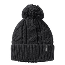 Jack Wolfskin Strickmütze Pompom Beanie (Fleece-Futter) - schwarz Damen