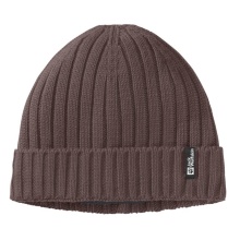 Jack Wolfskin Strickmütze Rib Knit Beanie (Fleece-Futter) weinrot