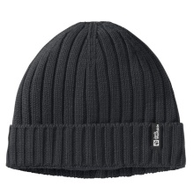 Jack Wolfskin Strickmütze Rib Knit Beanie (Fleece-Futter) schwarz