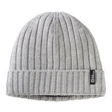 Jack Wolfskin Strickmütze Rib Knit Beanie (Fleece-Futter) grau