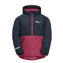 Jack Wolfskin Übergangsjacke Snowy Days 2023 (wasser- und winddicht, Fleece-Futter) dunkelblau/fuchsia Kinder (164-176)