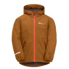 Jack Wolfskin Übergangsjacke Snowy Days 2023 (wasser- und winddicht, Fleece-Futter) hellbraun Kinder