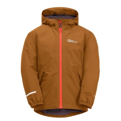 Jack Wolfskin Übergangsjacke Snowy Days 2023 (wasser- und winddicht, Fleece-Futter) hellbraun Kinder