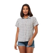 Jack Wolfskin Wanderbluse Febla Shirt (feuchtigkeitsregulierend, atmungsaktiv) Kurzarm nachtblau/weiss Damen