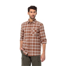 Jack Wolfskin Langarmhemd Bergweg Shirt mit Brusttasche (Flanellhemd, Bio-Baumwolle) rot/braun Herren